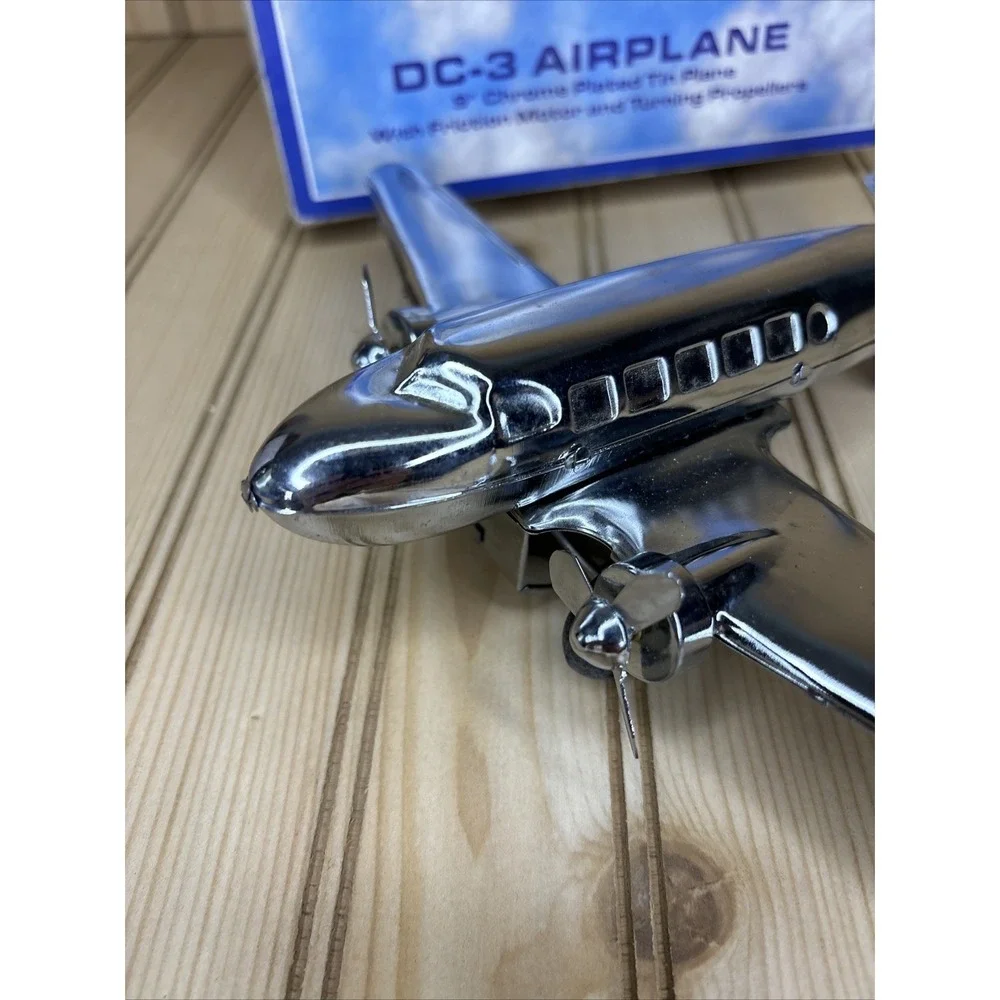 Vintage Schylling‎ Tin DC-3 Toy Airplane Friction Motor Turning Propellers